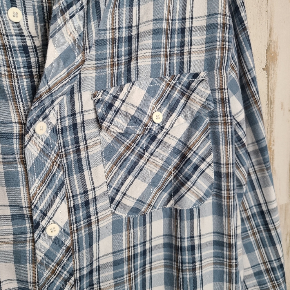 Tony Hawk Blue and White Plaid Button Up Long Sleeve Shirt Casual - Picture 8 of 10